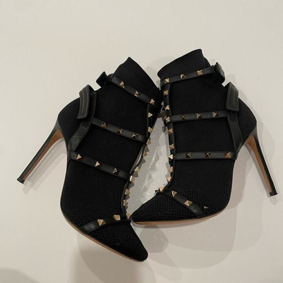 Valentino Garavani Black leather Rockstud Sock Ankle booties EU 39.5 - Picture 2 of 16